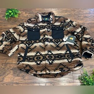 NWT WOMENS Horizon Brown Black Western Patterned Jacket Shacket - Extra Large